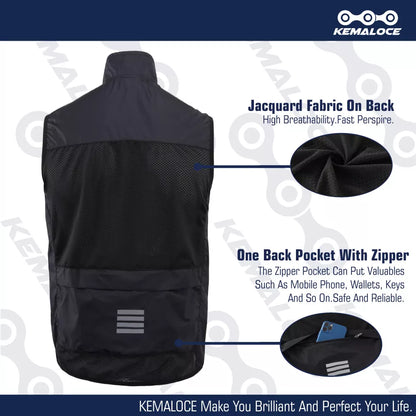 Cycling Vest Wind Navy Blue Men Sleeveless Bicycle Gilet Black Lightweight Outdoor