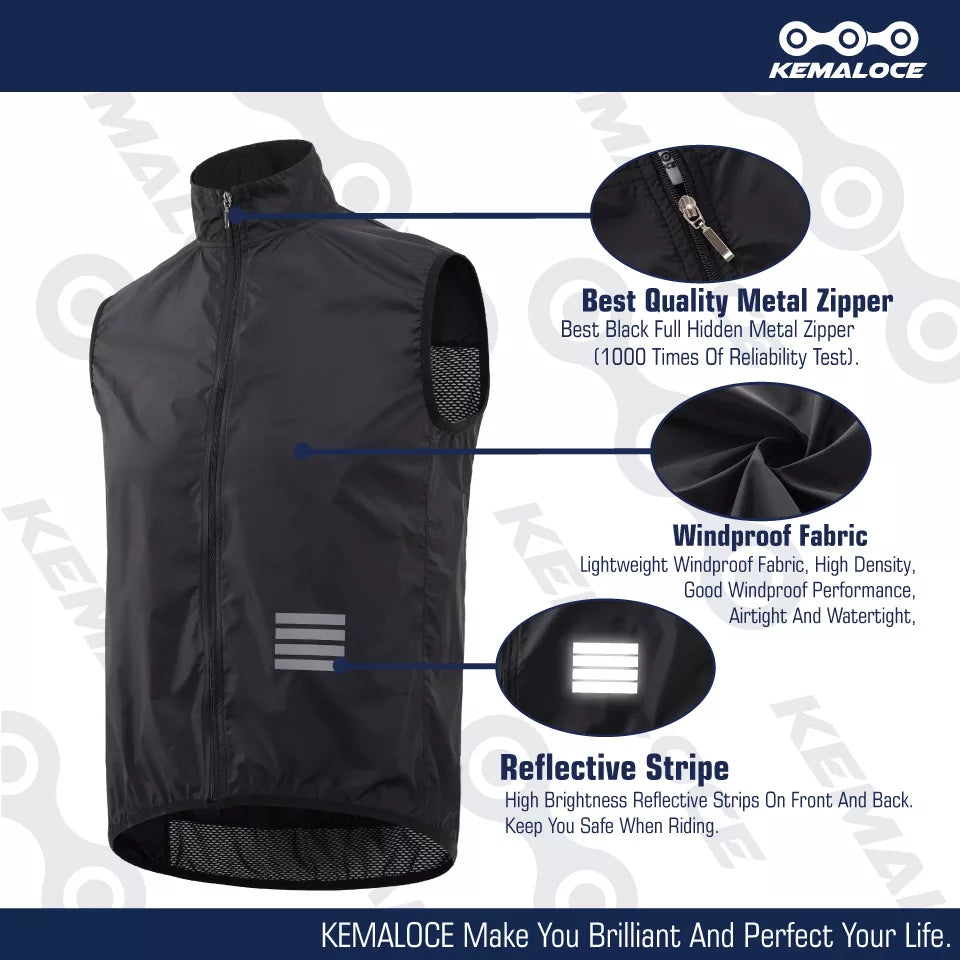 Cycling Vest Wind Navy Blue Men Sleeveless Bicycle Gilet Black Lightweight Outdoor