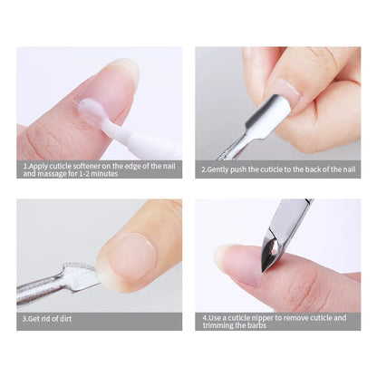 1pcs Double-ended Stainless Steel Cuticle Pusher Dead Skin Push Remover