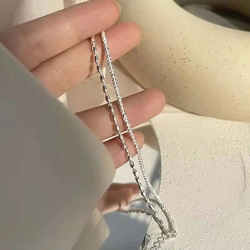 Sterling Silver Double Layer Women Bracelet