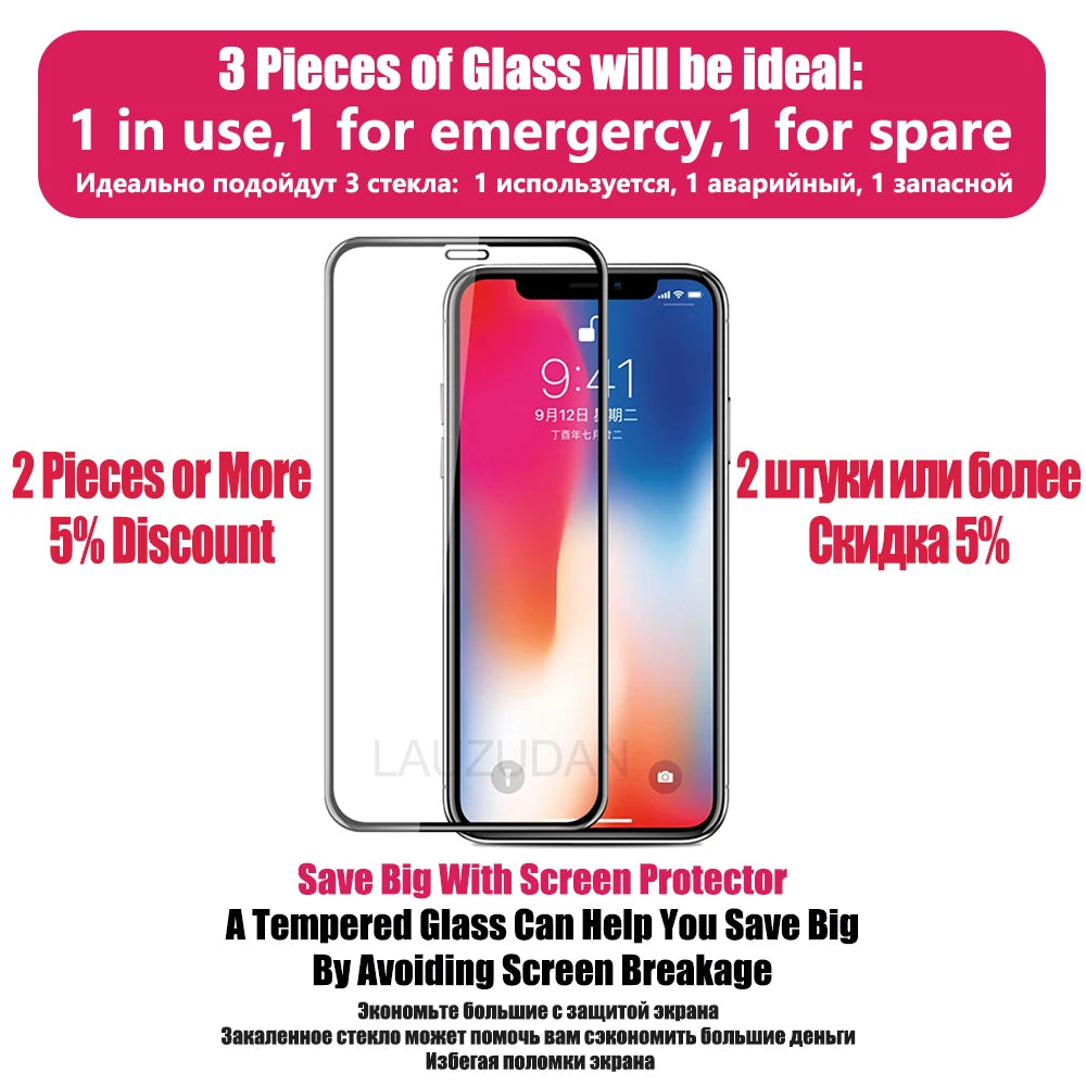 Tempered Glass For iPhone 11 12 13 14 15 Pro XR X XS Max Mini Screen Protector