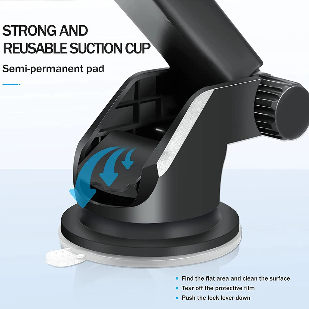 Car Phone Mount Long Arm Suction Cup Sucker Car Phone Holder Stand Mobile Cell Support