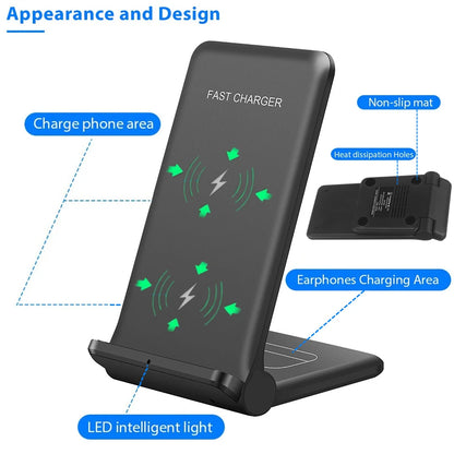 25W 2 in 1 Wireless Charger Stand For iPhone 15 14 13 12 11 Pro XS Max XR 8 Airpods