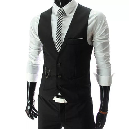 Slim Fit Mens Suit Vest Male Waistcoat Gilet Homme Casual Sleeveless Formal Business Jacket