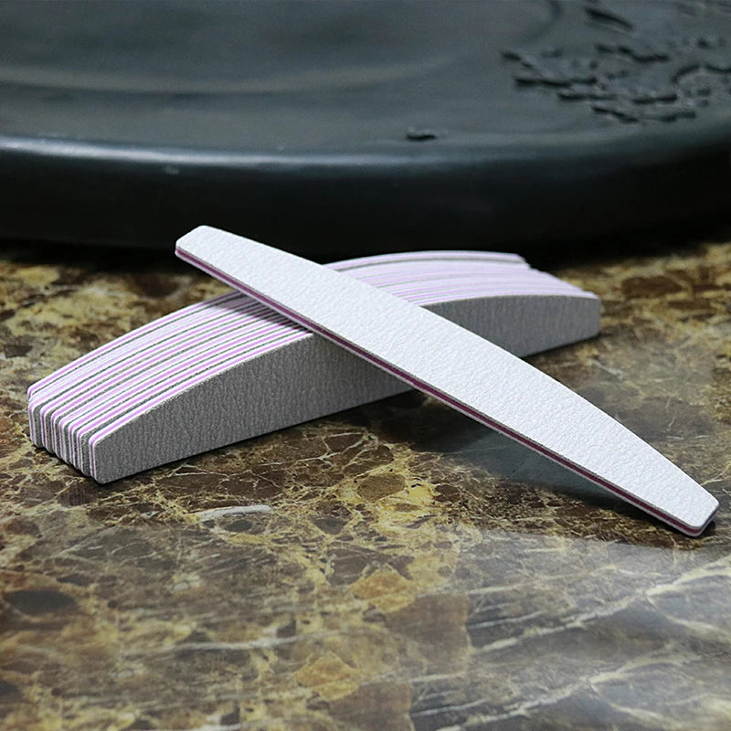 Nail File BufferGrit Half Moon Double Side Sandpaper Nail Sanding Grinding Gel