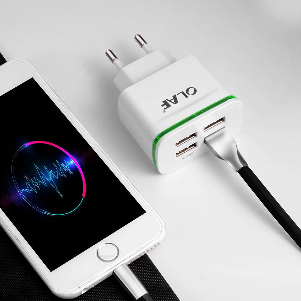 iPhone iPad Samsung Xiaomi OLAF 4 port USB charger adapter 5V4A travel charge