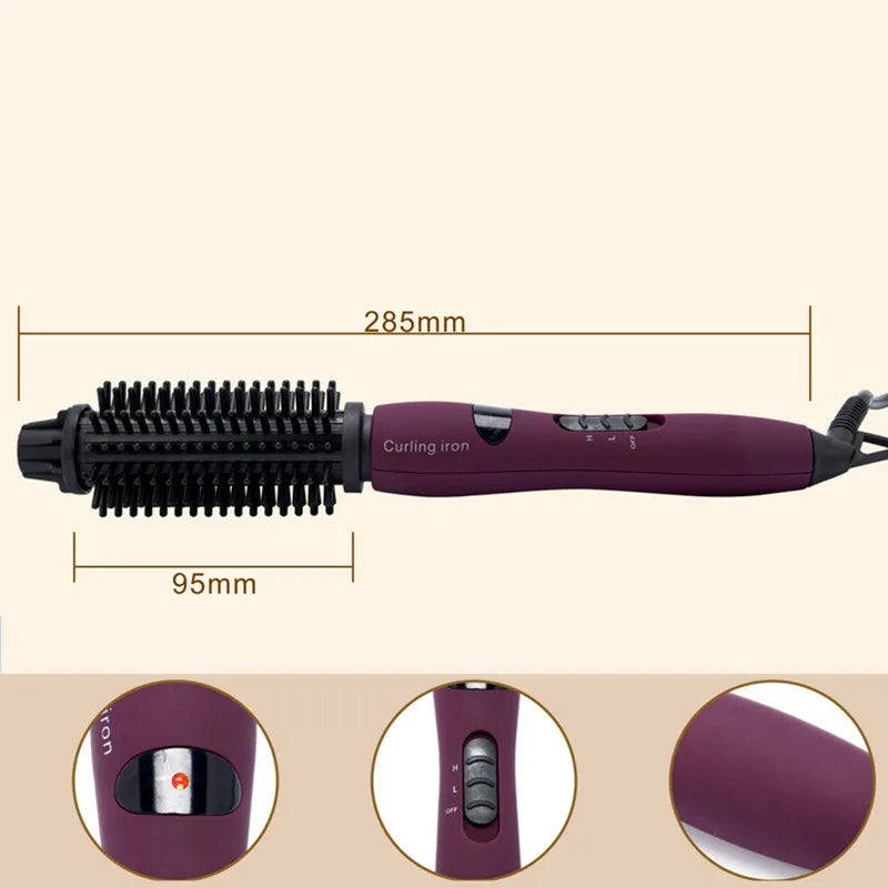 High and low gear electric curling iron hair comb pear flower electric round brush shape