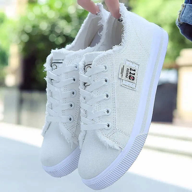 Women Canvas shoes Sneakers Hot Solid Lace-up Superstar Shoes for Girls Non-slip