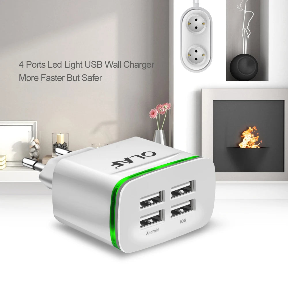 iPhone iPad Samsung Xiaomi OLAF 4 port USB charger adapter 5V4A travel charge