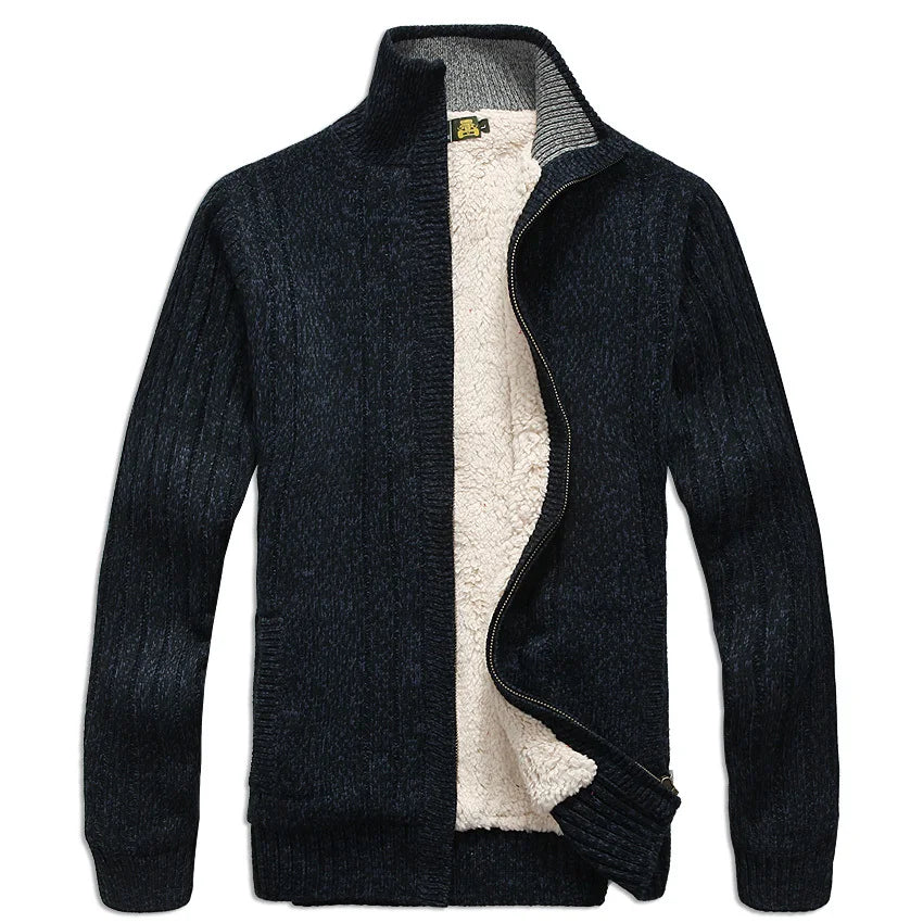 Sweater Male Clothes Thick Fleece Casual Cardigan Knitted Sweater for Men Coat