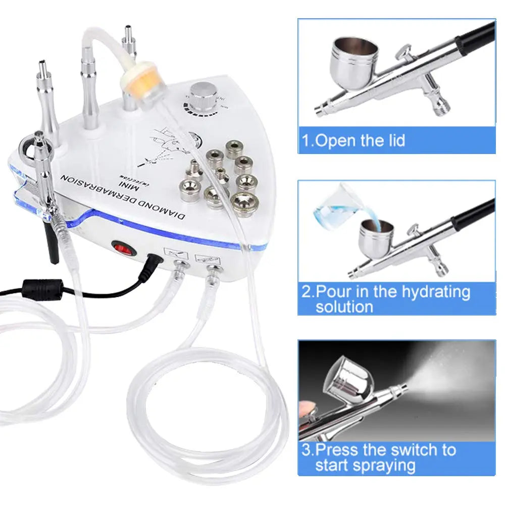 Dermabrasion Machine With Spray Gun Water Spray Vacuum Suction Exfoliation Facial Massage