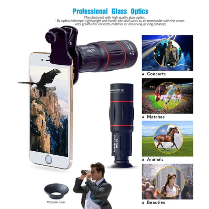 18X Telescope Zoom Mobile Phone Lens Telephoto Macro Camera Lenses Universal Selfie Tripod