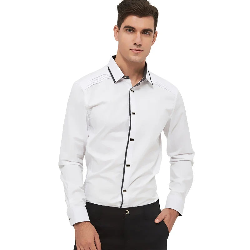 Shirt Men 100% Cotton Dress Shirts Spring Long Sleeve Casual Shirt Men