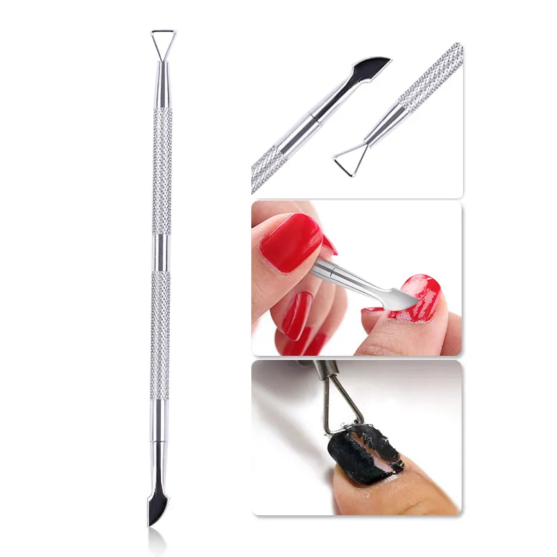 1pcs Double-ended Stainless Steel Cuticle Pusher Dead Skin Push Remover