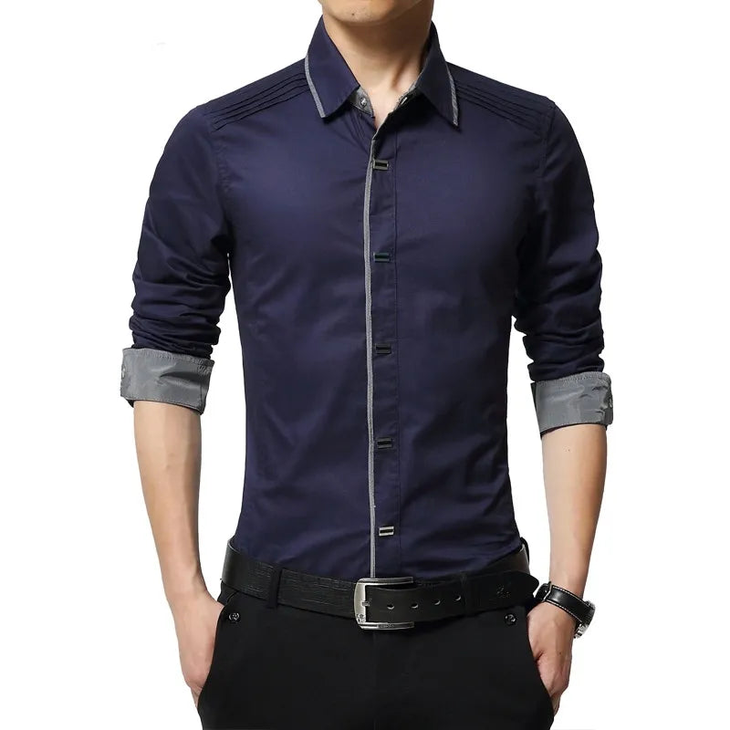 Shirt Men 100% Cotton Dress Shirts Spring Long Sleeve Casual Shirt Men