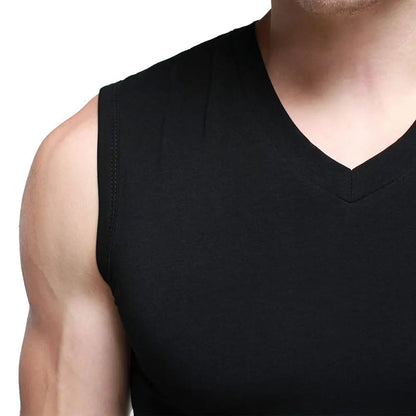 Mens Cotton T-Shirts V-Neck Short Sleeve Summer Fashion Male Muscle Tank Shirts Top Tees