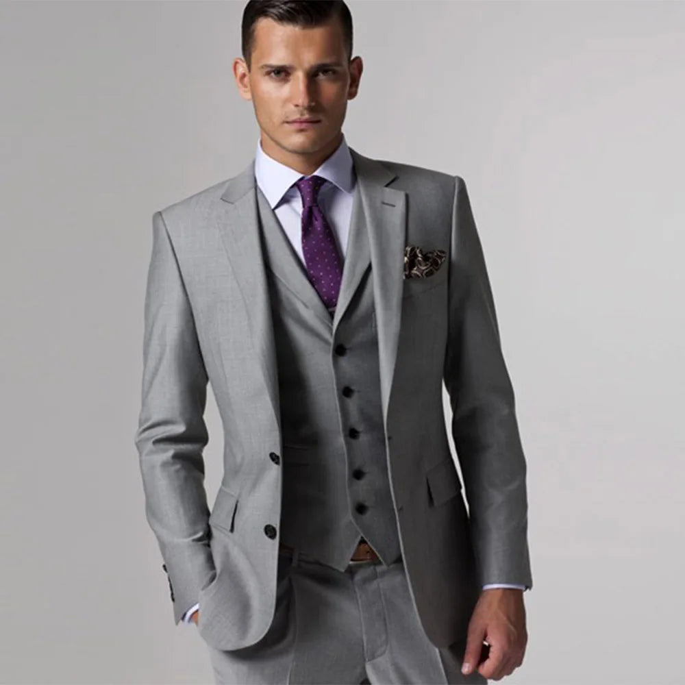 Gray Wedding Suits For Men With 3 Piece Suits Custom Made Suits Groom Suit Men Grey