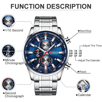 Quartz Men’s Watch Sport Waterproof Wrist Watches Chronograph Date Relogio Masculino