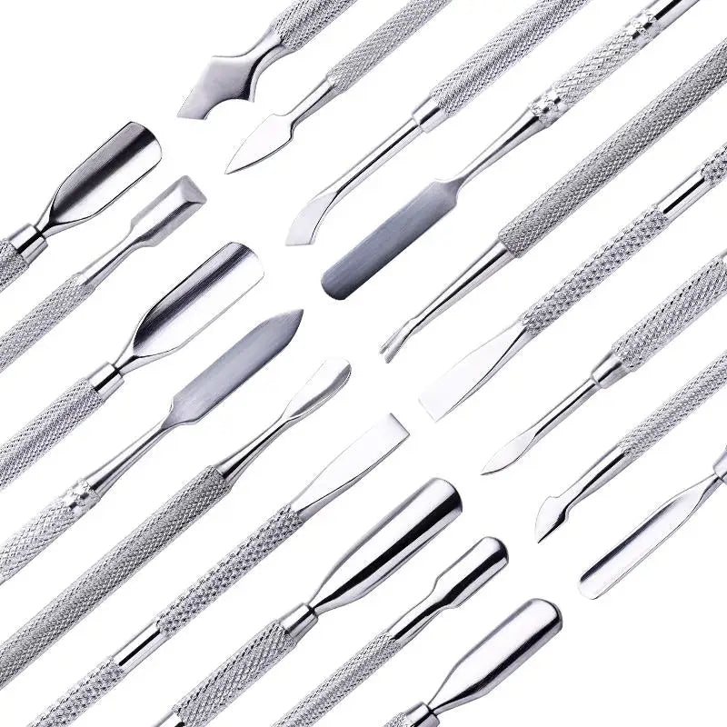 1pcs Double-ended Stainless Steel Cuticle Pusher Dead Skin Push Remover