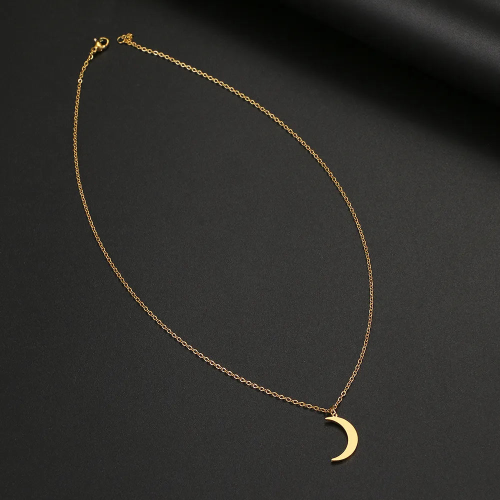 Stainless Steel Necklace Moon Chain Pendant For Women