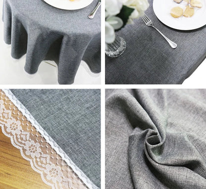 Table Cloth Round Wedding Party Table Cover Imitate Linen Lace Tablecloth