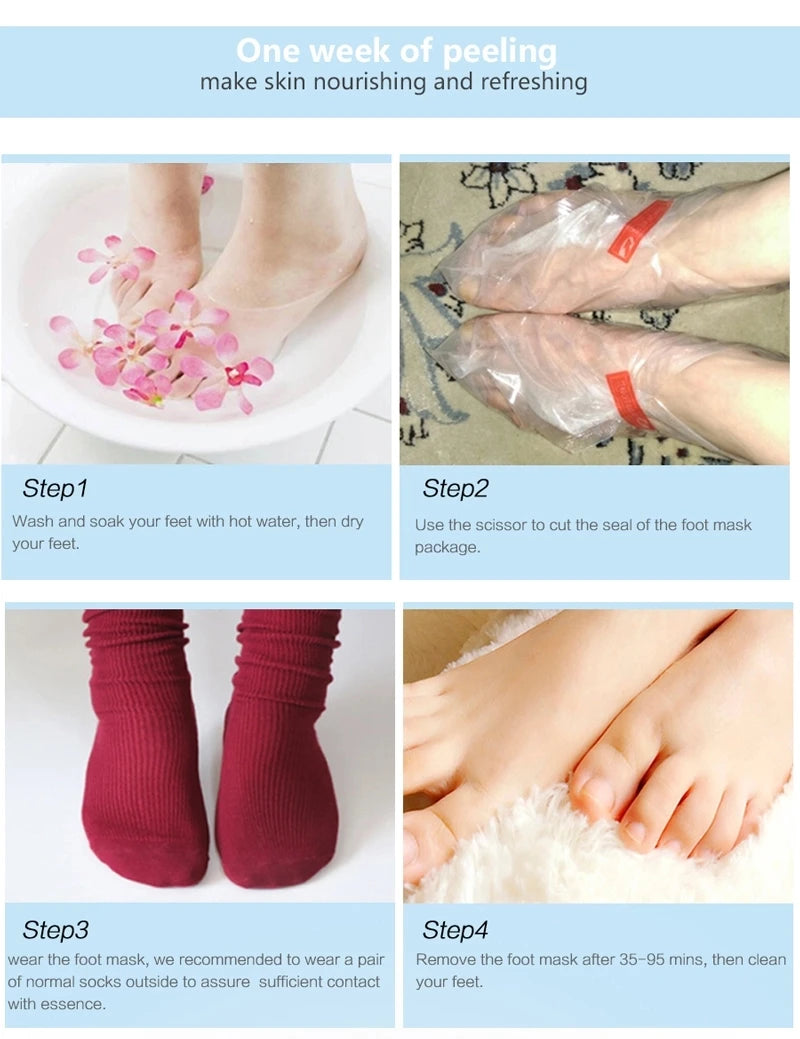 Foot Mask Remove Dead Skin Cuticles Heel Socks for Pedicure Exfoliating Foot Mask