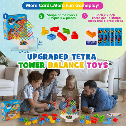 Tetra Tower Fun Balance Stacking Building Blocks Board Game for Kids Adults Friends Team