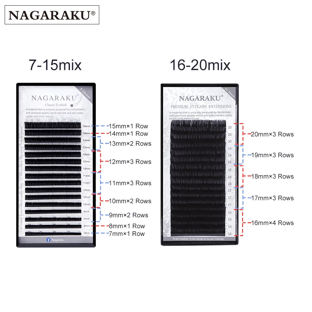 Eyelashes Makeup Maquiagem Individual Eyelash 16 Rows Mix 7-15 Natural Soft Mink Lashes