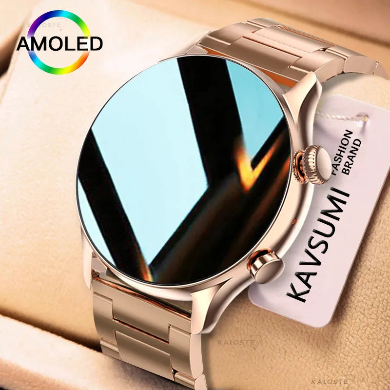 Smartwatch Women AMOLED HD Screen Always On Display Bluetooth Call Waterproof