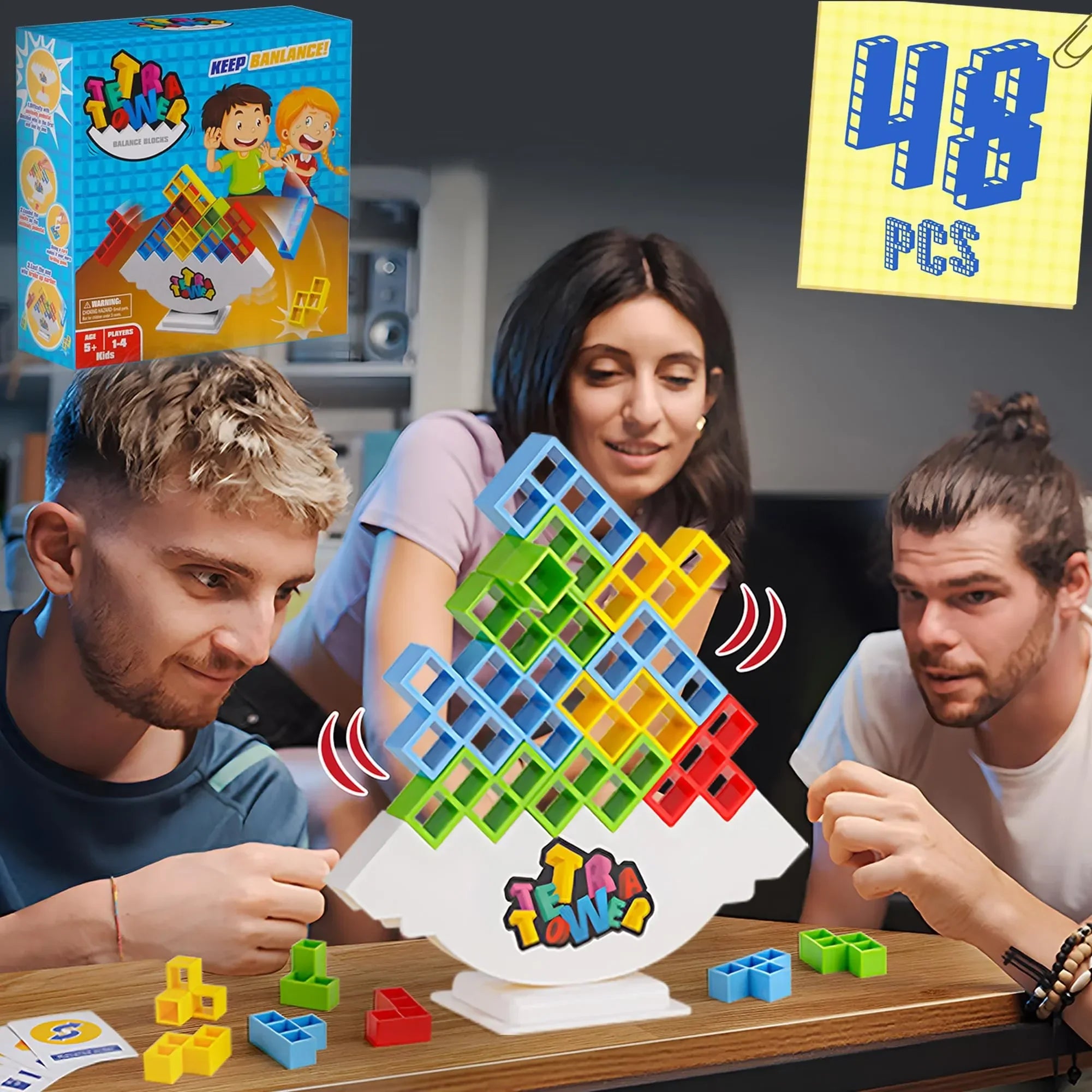 Tetra Tower Fun Balance Stacking Building Blocks Board Game for Kids Adults Friends Team