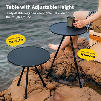 Camping Round Table with Light Stand Ultralight Portable Folding Table