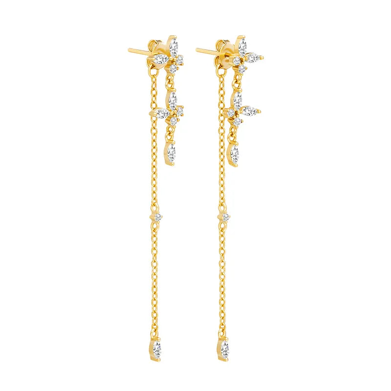 Exquisite Zircon Tassel Chain Dangle Earrings for Women