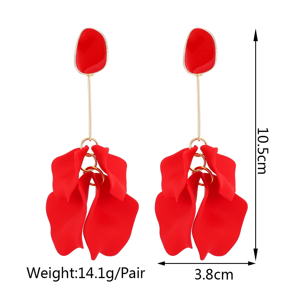 Acrylic Petal Long Dangle Drop Earrings For Women