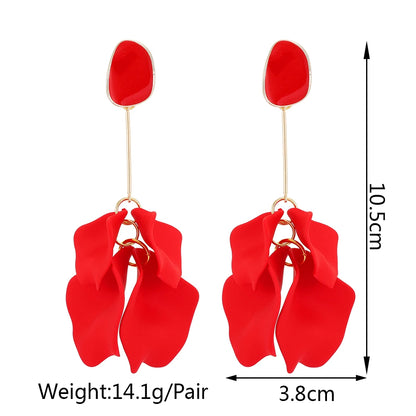 Acrylic Petal Long Dangle Drop Earrings For Women