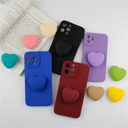 Cute Macaron Love Heart Bracket Phone Grip Tok Griptok Korea Holder Ring For iPhone 14Pro