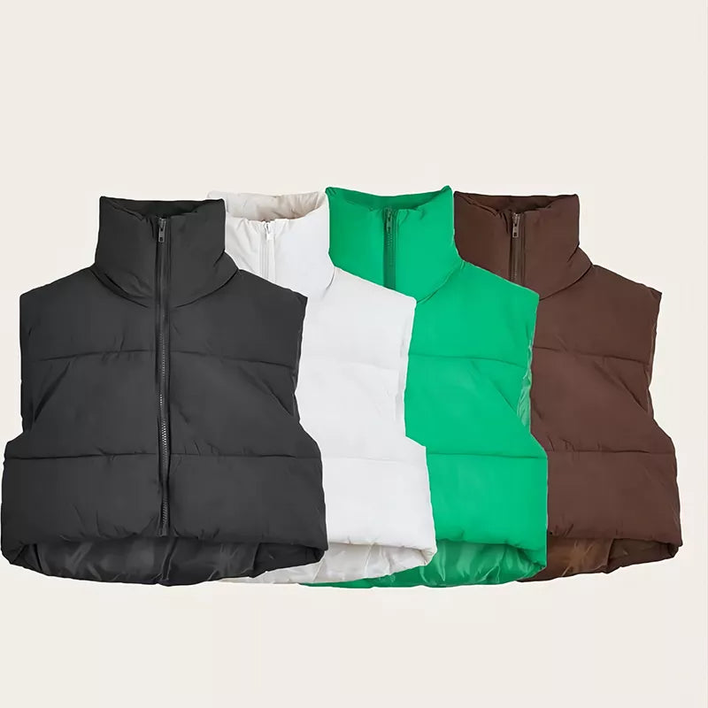 Stand Collar Elegant Down Coats Warm Outerwear Casual Belt Sleeveless Winter Women Vests Jackets