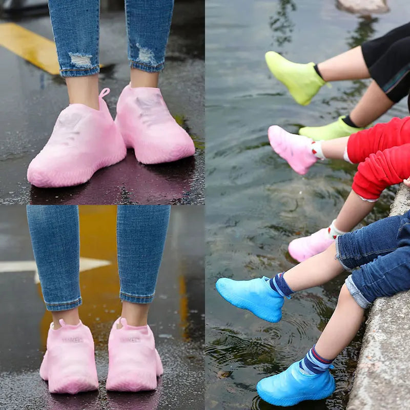 1Pair Reusable Waterproof Rain Shoes Covers Silicone Outdoor Rain Boot Overshoes Walking