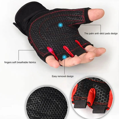 Fitness Half Finger Gloves Men And Women Wrist Guard Sports Dumbbell Riding Non Slip