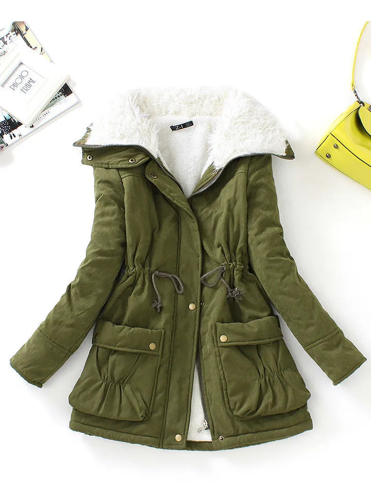 Cotton Coat Women Slim Snow Outwear Medium-long Wadded Jacket Thick Cotton Padded Warm Cotton