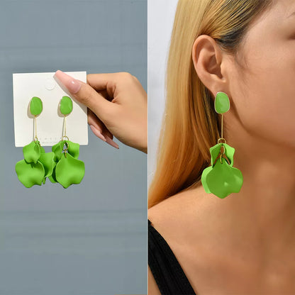 Acrylic Petal Long Dangle Drop Earrings For Women