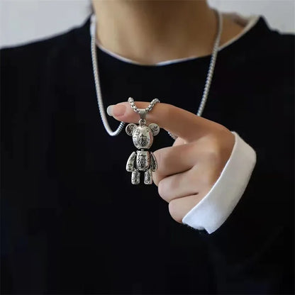 Hip Hop Pendant Sweater Chain Hoodie Violence Bear Necklace for men