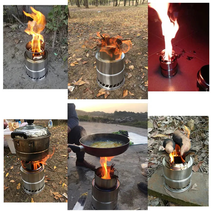 Vilead Camping Wood Stove Equipment Bushcraft Stainless Steel Portable Fire Heater Outdoor