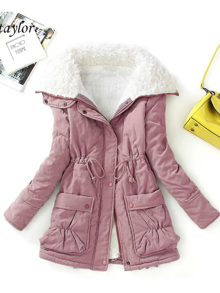 Cotton Coat Women Slim Snow Outwear Medium-long Wadded Jacket Thick Cotton Padded Warm Cotton