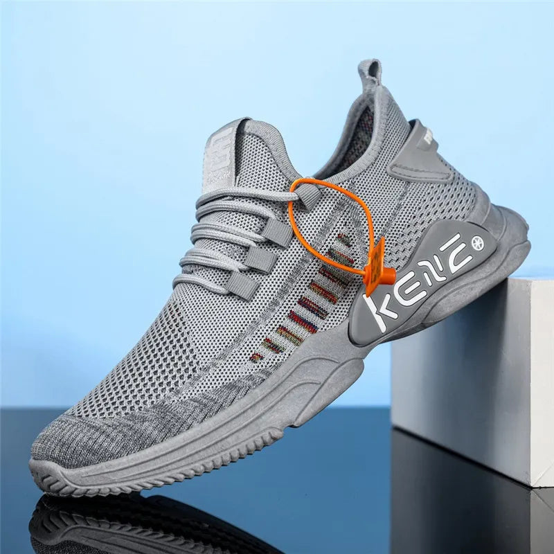 Sneakers Fashion Knitted Fabric Sports Shoes Breathable Mesh Lace-up Casual Shoes