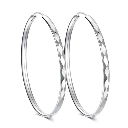 Sterling Silver 3/4/5/6CM Round Hoop Earrings For Women