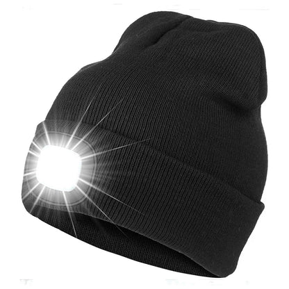 Led Light Knitted Hat Warm Elastic Beanie Autumn Winter Outdoor Sports Night Hiking Fishing