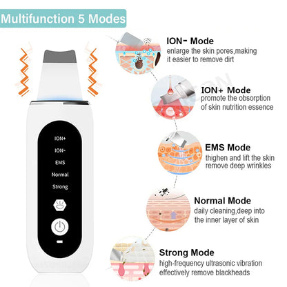 Ultrasonic Skin Scrubber Peeling Blackhead Remover Deep Face Cleaning