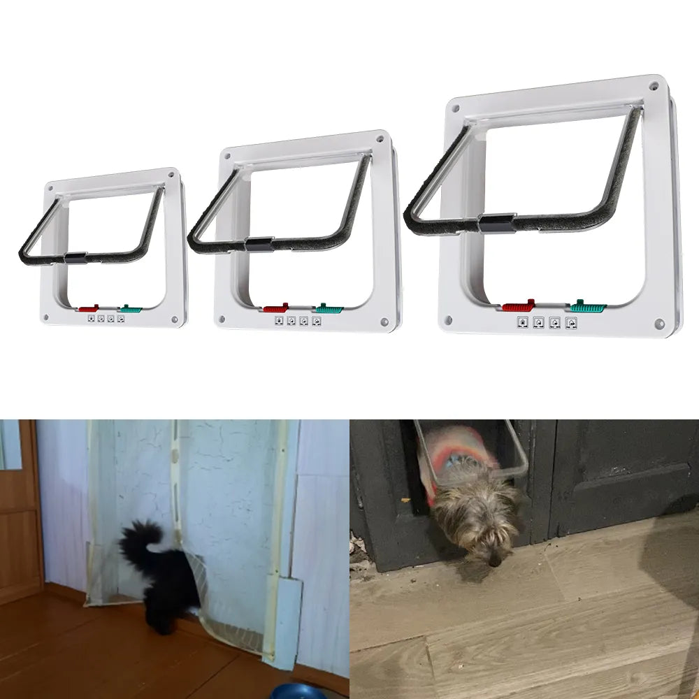 4 Way Lock Security Flap Door Dog Cat Flap Door For Dog Cat Kitten Cat Puppy Safety Gate Small