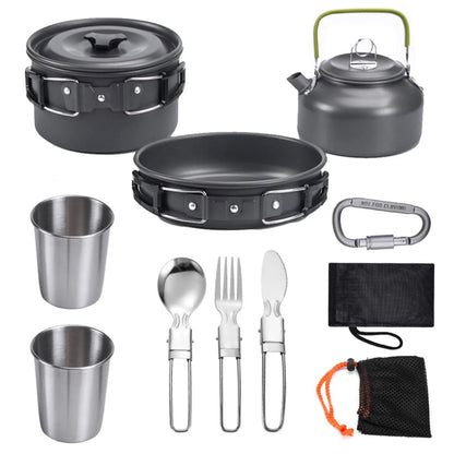 Camping Cookware Kit Outdoor Aluminum Lightweight Equipment Camping Cooking Kit