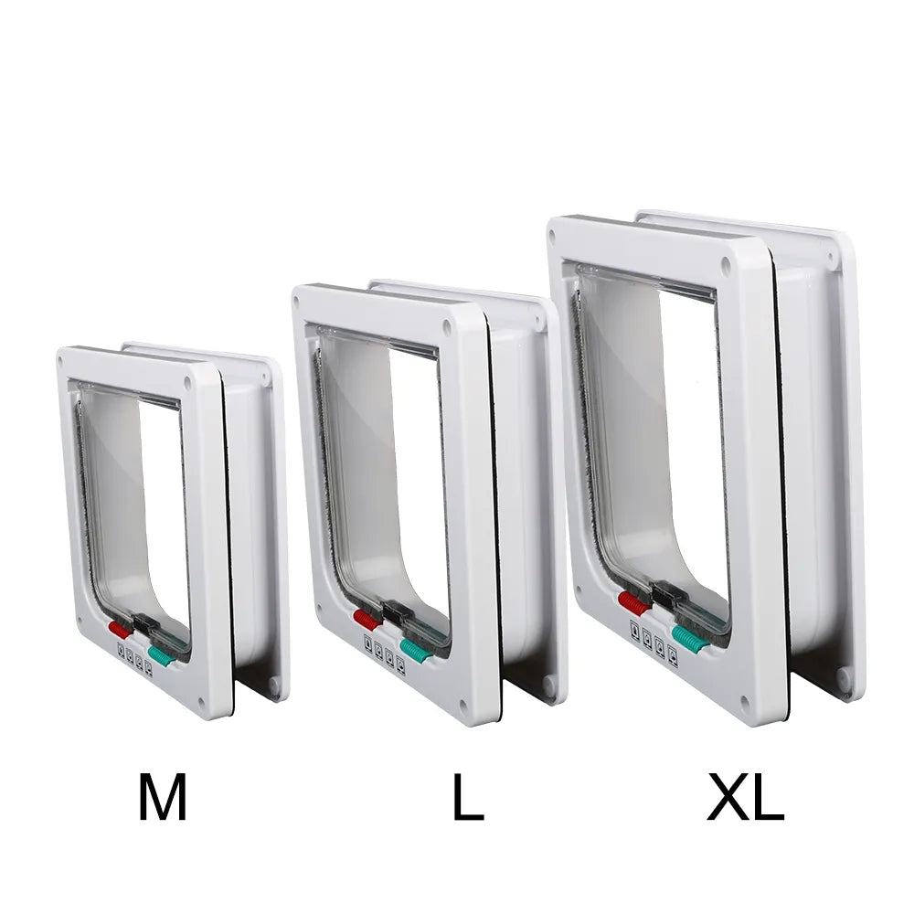 4 Way Lock Security Flap Door Dog Cat Flap Door For Dog Cat Kitten Cat Puppy Safety Gate Small